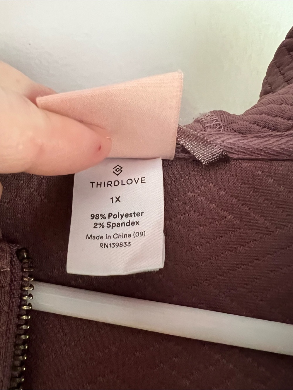 ThirdLove Quilted Zip Hoodie in Mauve - Picture 11 of 13